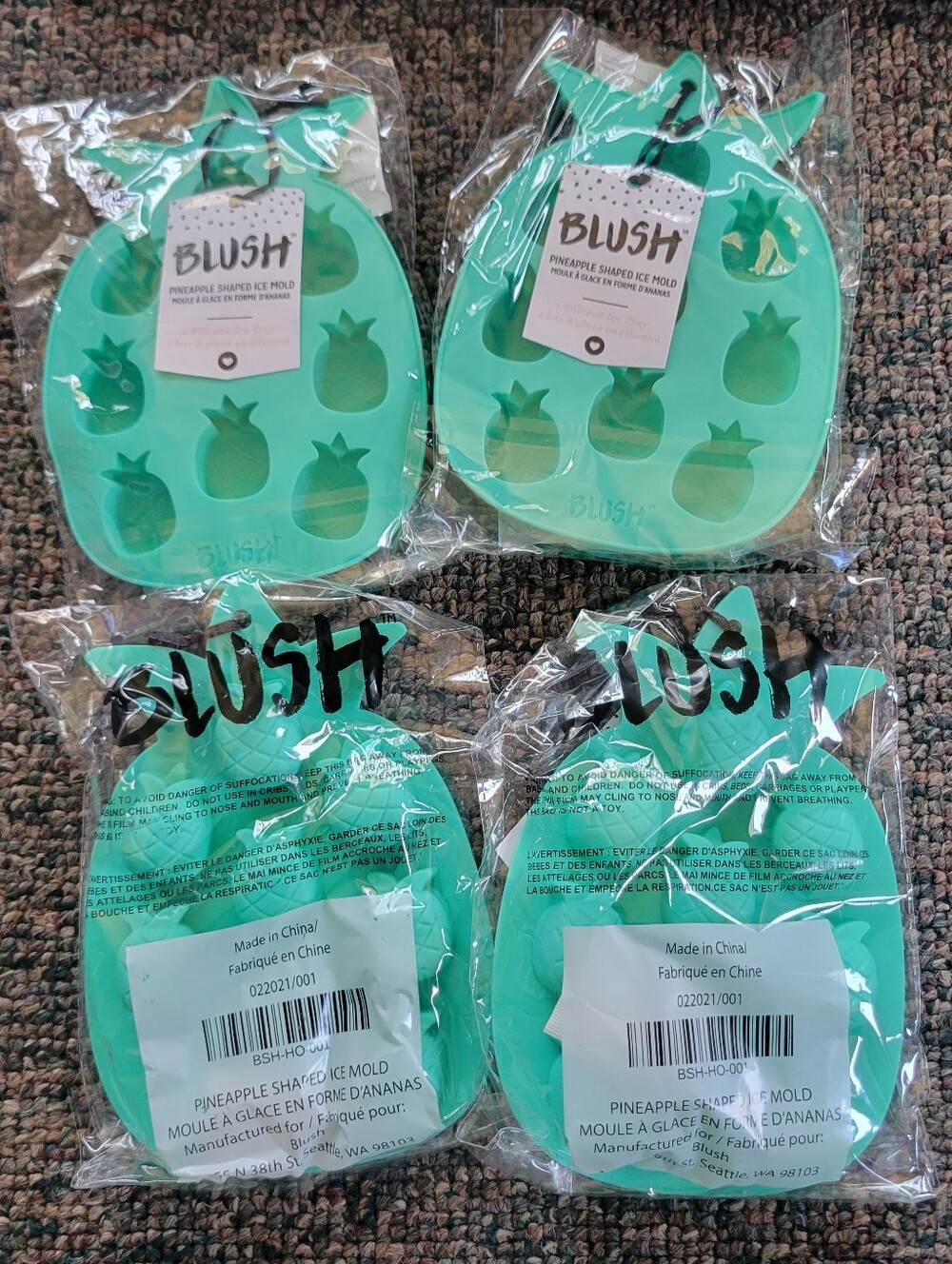 4 Pack Blush Pineapple Ice Tray Mold - Mint
